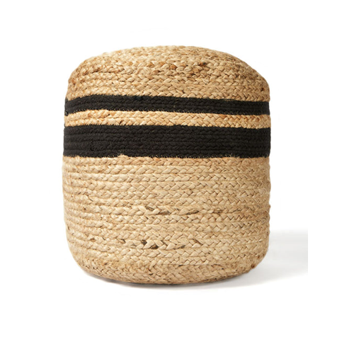 Jute Round Pouffe with Black